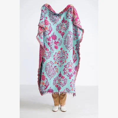 Anthropologie Rayna Printed Fringe Throw Blanket