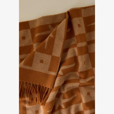 Anthropologie TBCo Lambswool Harlequin Jacquard Throw Blanket