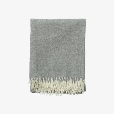 Andrew Martin Herringbone Throw Grey, Throw, Midgrey - Andrew Martin