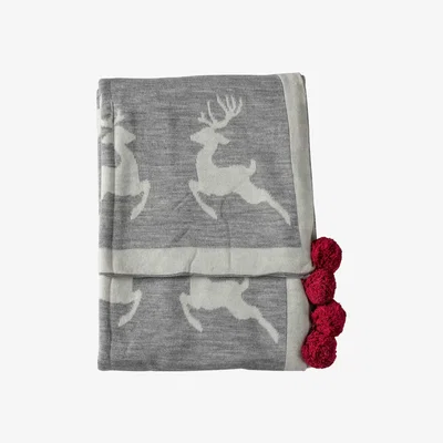 Barker and Stonehouse Reindeers Throw Blanket, Grey | Barker & Stonehouse