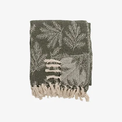 Barker and Stonehouse Leaf Patterned Throw Blanket, Green | Barker & Stonehouse