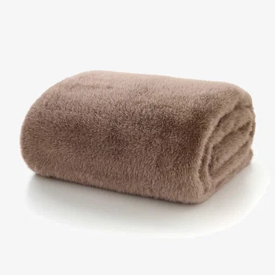 Barker and Stonehouse Truffle Faux Fur Throw Blanket, Brown Polyester | Barker & Stonehouse