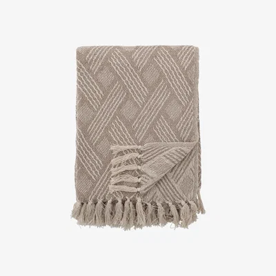 Barker and Stonehouse Natural Patterned Throw Blanket, Neutral | Barker & Stonehouse