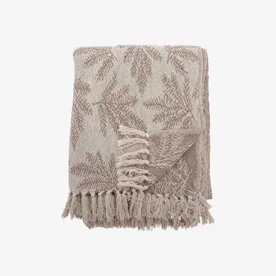 Barker and Stonehouse NATURAL BOTANICAL PLAID THROW, Neutral Cotton Blend | Barker & Stonehouse