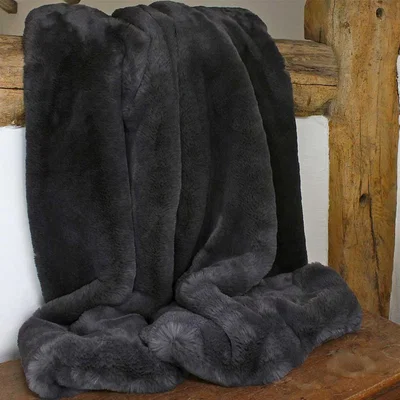 Barker and Stonehouse Faux Fur Throw, Dark Grey