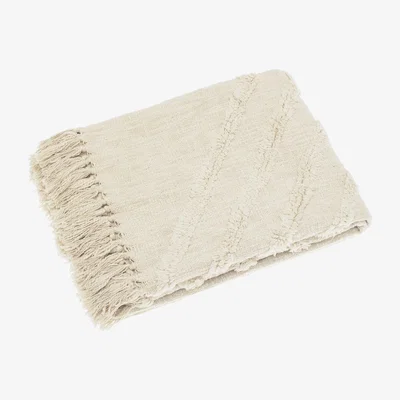 Barker and Stonehouse Cream Tufted Throw Blanket Cotton | Barker & Stonehouse