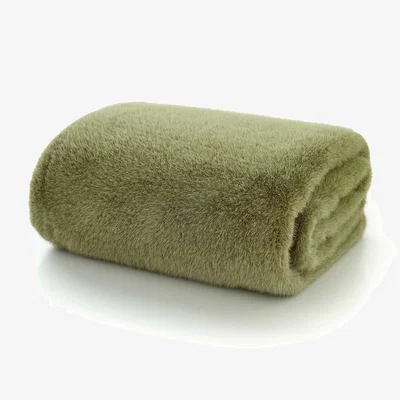 Barker and Stonehouse Sage Faux Fur Throw Blanket, Green Polyester | Barker & Stonehouse