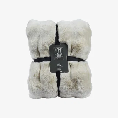Barker and Stonehouse Faux Fur Off White Throw Blanket, Neutral | Barker & Stonehouse