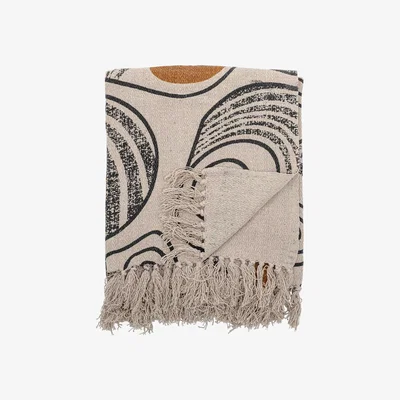 Barker and Stonehouse Ochre Swirl Throw Blanket, Neutral | Barker & Stonehouse
