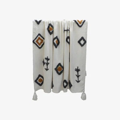 Barker and Stonehouse Patterned Throw Blanket, Neutral | Barker & Stonehouse