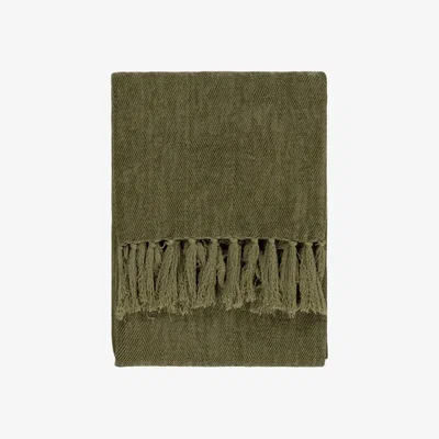 Barker and Stonehouse Green Chenille Throw Blanket 100% Cotton | Barker & Stonehouse