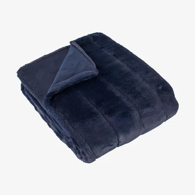Barker and Stonehouse Navy Faux Fur Throw Blanket, Blue | Barker & Stonehouse