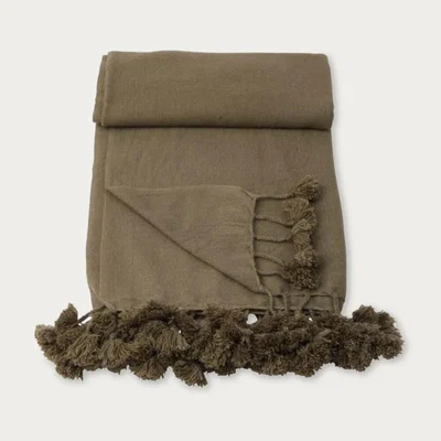 Bombinate.com Bark Wanaka Cashmere Throw with Pompoms