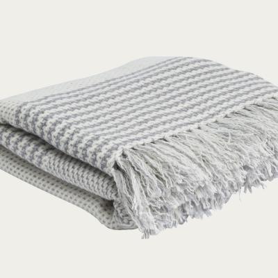 Bombinate.com White & Grey Prince of Wales Hand knotted Cashmere Throw