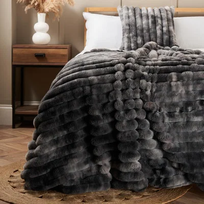 BHS.com Marled Rib Throw, Grey