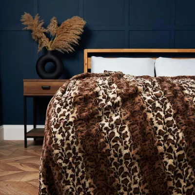 BHS.com Animal Print Throw, Brown