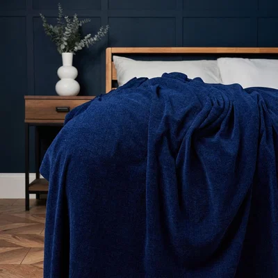 BHS.com Chenille Throw, Navy