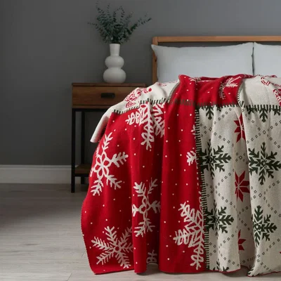 BHS.com Christmas Patchwork Throw, Red