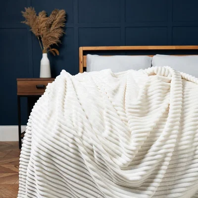 BHS.com Luxury Ribbon Velvet Throw, Cream