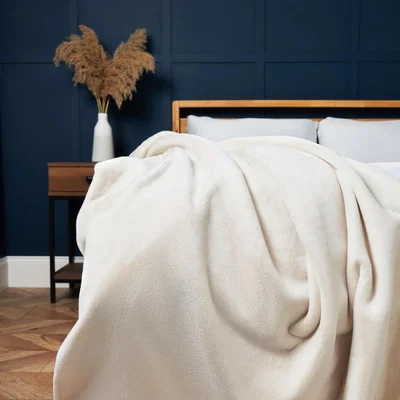 BHS.com Plain Faux Fur Throw, Cream