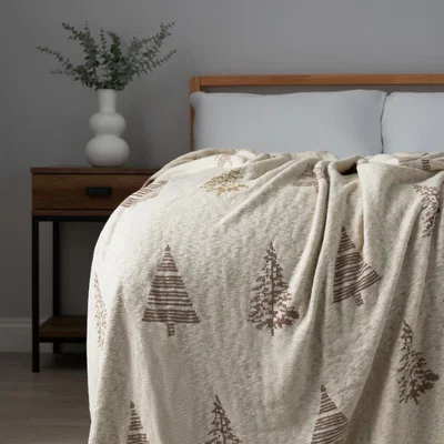 BHS.com Christmas Tree Reversible Throw, Natural and Beige