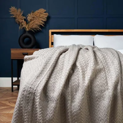 BHS.com Herringbone Throw, Grey