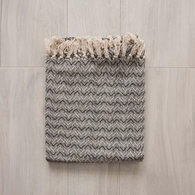 BHS.com Fabian Cotton Weave Throw, Navy