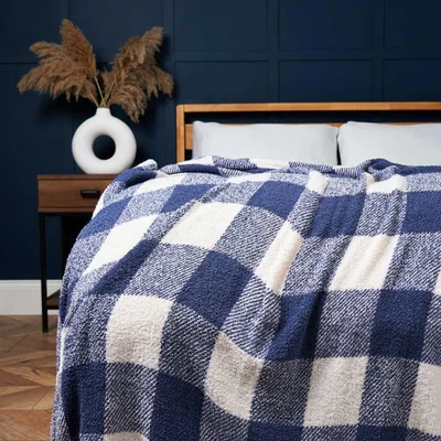 BHS.com Trieste Feather Woven Throw, Blue