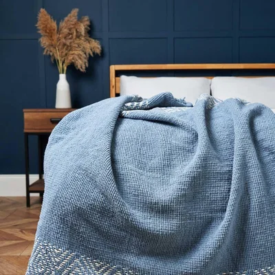 BHS.com Diamond Chenille Throw, Blue