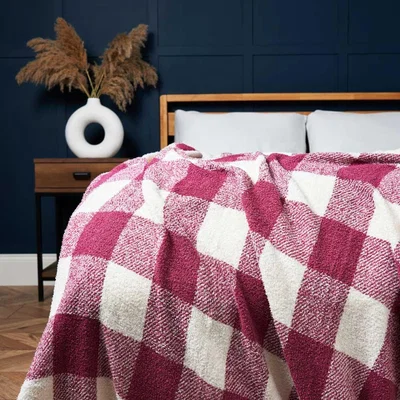 BHS.com Trieste Feather Woven Throw, Pink
