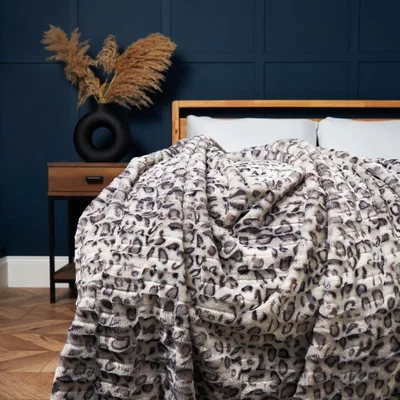 BHS.com Animal Print Throw, Grey