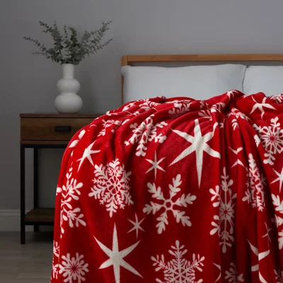 BHS.com Christmas Snowflake Throw, Red