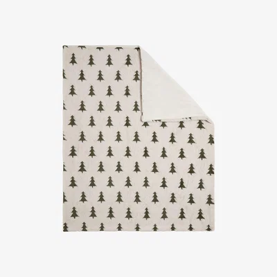BHS.com Christmas Trees Faux Fur Throw, Cream and Green