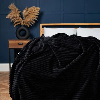 BHS.com Luxury Ribbon Velvet Throw, Black