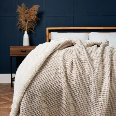BHS.com Knitted Waffle Throw, Natural