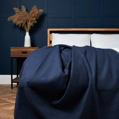 BHS.com Felt Throw with Blanket Stitch Detail, RAF Blue