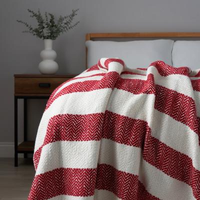 BHS.com Christmas Herringbone Stripe Throw, Red and White