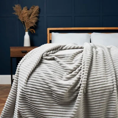 BHS.com Luxury Ribbon Velvet Throw, Silver