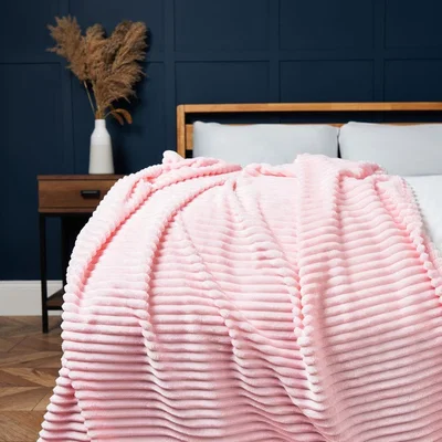 BHS.com Luxury Ribbon Velvet Throw, Blush