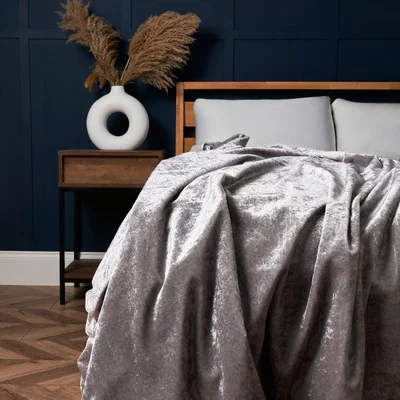 BHS.com Luxury Crushed Velvet Throw, Silver