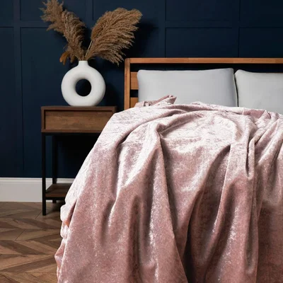BHS.com Crushed Velvet Throw, Blush