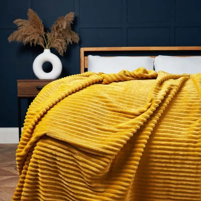 BHS.com Luxury Ribbon Velvet Throw, Ochre