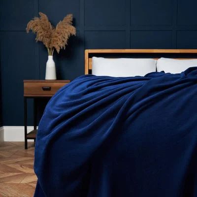 BHS.com Microfleece Jumbo Throw, Navy