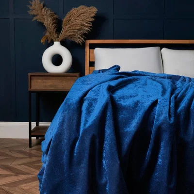 BHS.com Crushed Velvet Throw, Navy