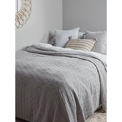 Cox and Cox Soft Geometric Bedspread - Warm Grey