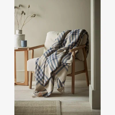 Cox and Cox Soft Wool Large Throw - Navy Checked