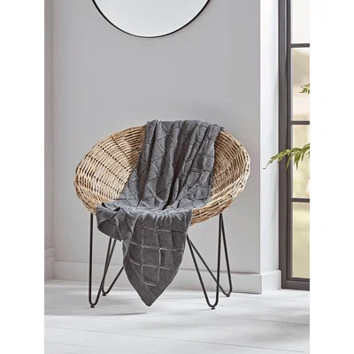 Cox and Cox Cotton Diamond Weave Throw - Charcoal