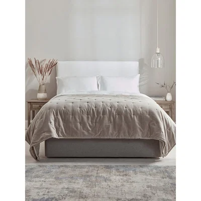 Cox and Cox Lightweight Velvet & Linen Quilt - Oyster