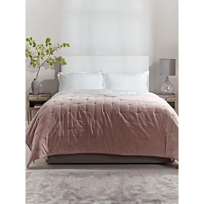 Cox and Cox Lightweight Velvet & Linen Quilt - Dusky Pink
