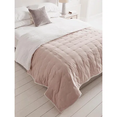 Cox and Cox Lightweight Cross Stitch Bedspread - Blush
